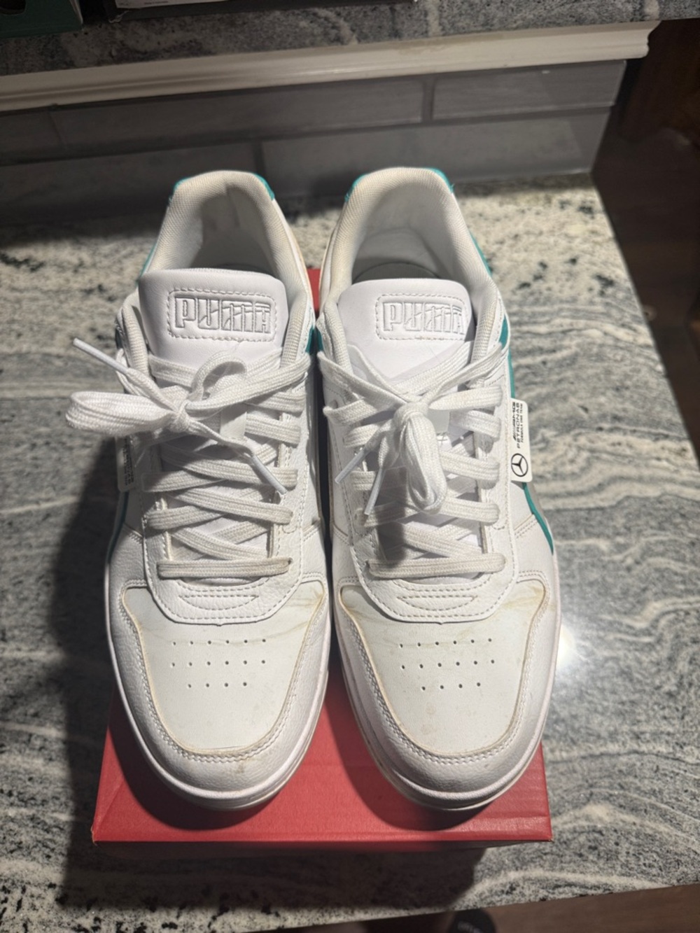 PUMA x Mercedes Petronas White Sneakers with Teal Accents